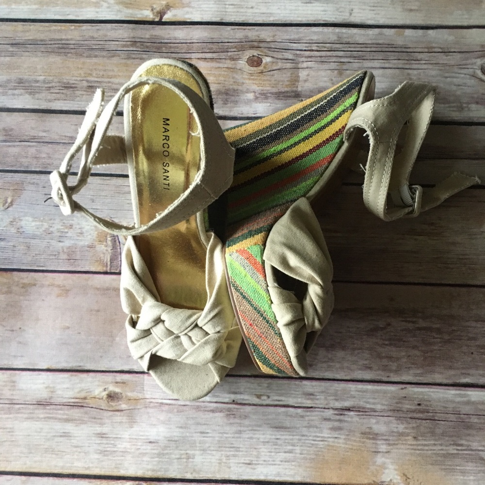 Marco Santi Size 7 Wedge Sandals 4 inch heels